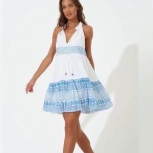 Oliphant White and Blue Mini Dress
